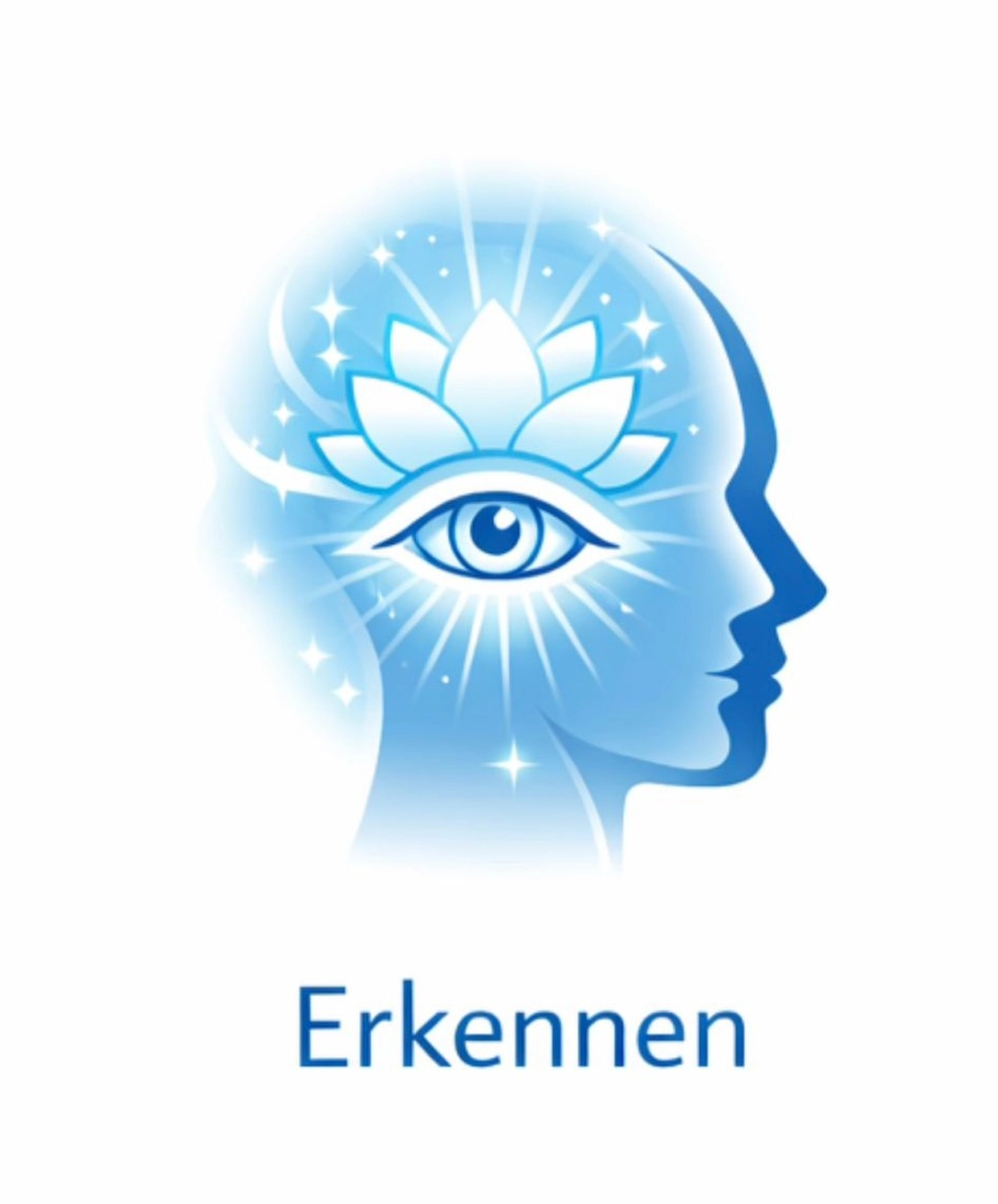 Entzündungsheil – Energieheilerin – Illustration, die Achtsamkeit, Bewusstsein und geistige Klarheit symbolisiert, mit einem Auge im Gesicht